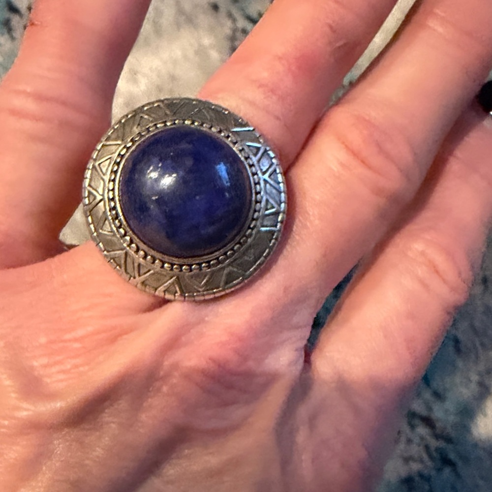 Silver and Blue Statement Ring